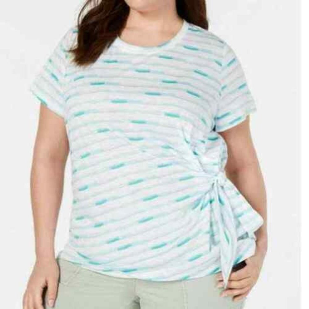 Style & Co women plus size 1X short sleeve top side tie t-shirt